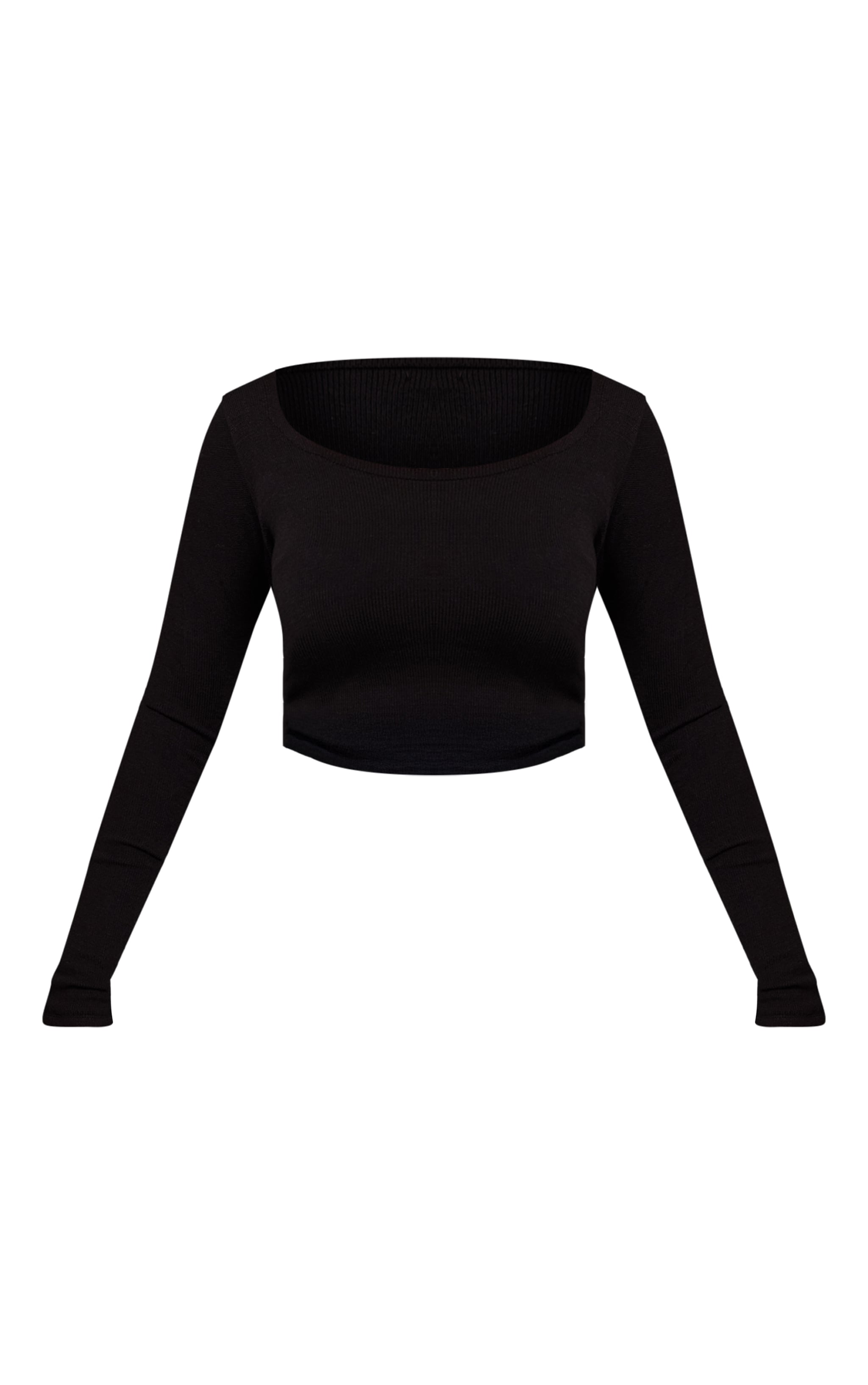 Shape Black Knit Scoop Neck Long Sleeve Top image 5