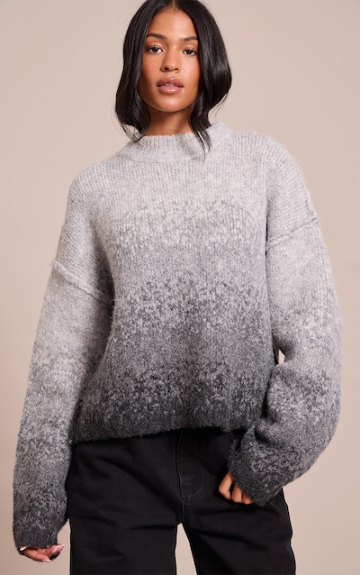 Tall Grey Ombre Crew Neck Knitted Jumper