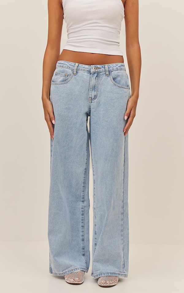 Light Blue Low Rise Wide Leg Jeans