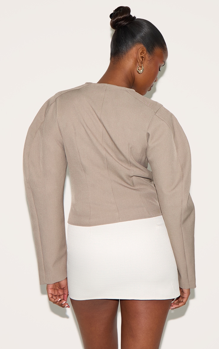  Mushroom Tailored Cocoon Sleeve Cropped Blazer image 2