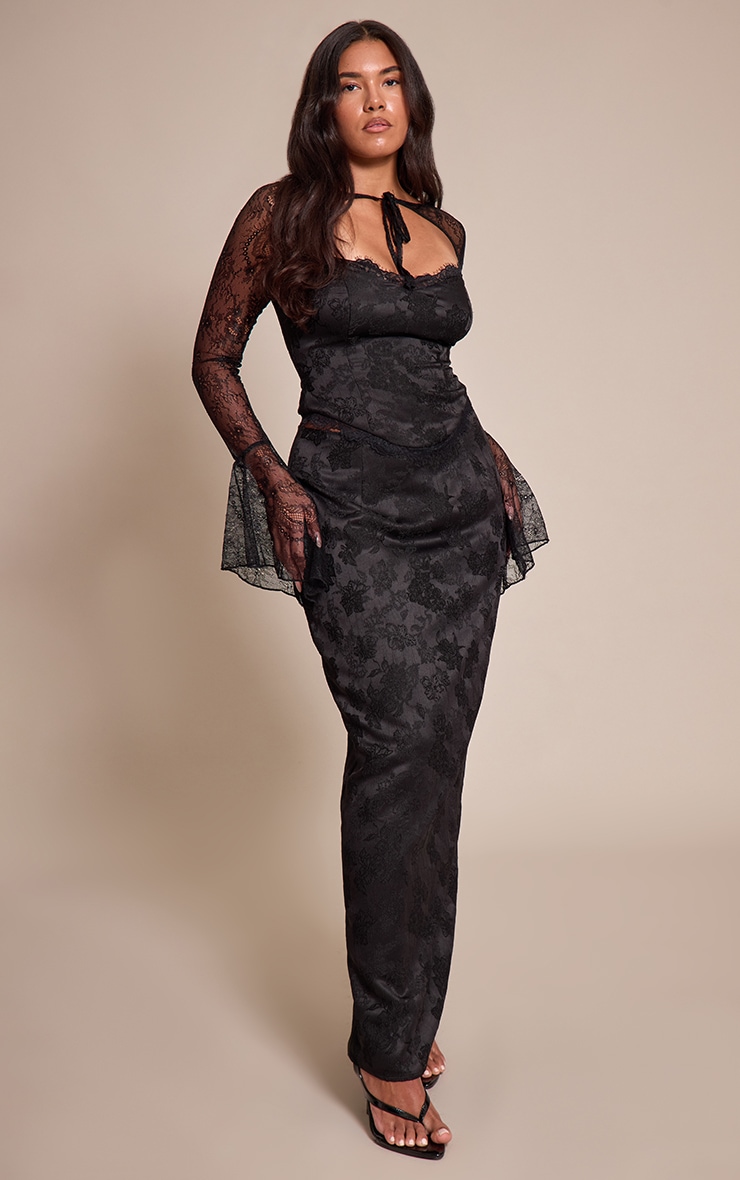 Shape Black Lace Sleeve Corset Top image 3