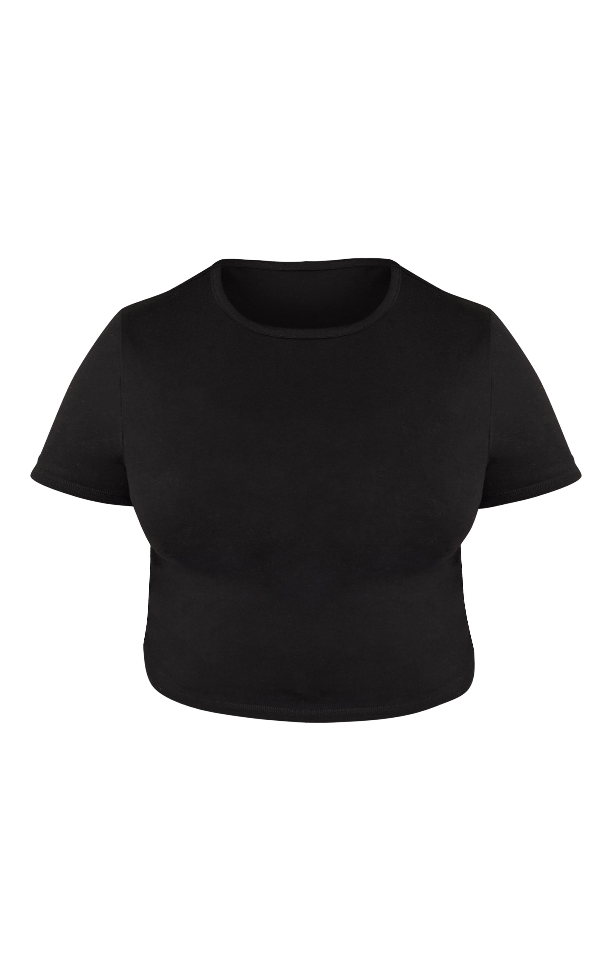 Plus Black Cotton Crew Neck Cropped Short Sleeve T-Shirt image 5