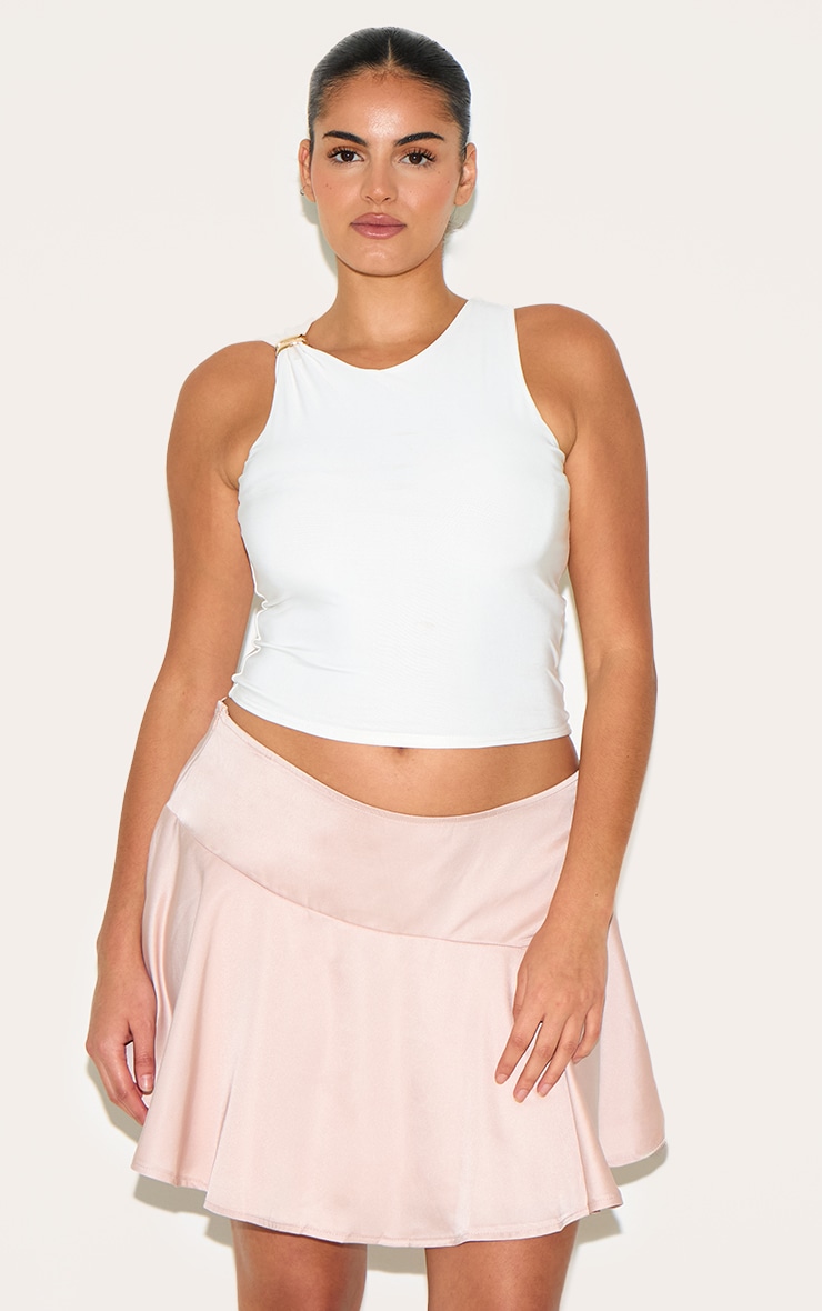 Plus Dusty Pink Satin Floaty A Line Mini Skirt image 4