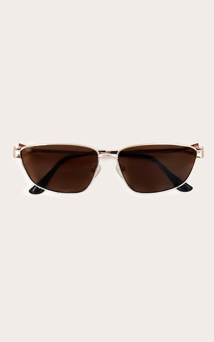 Gold Metal Frame Square Angled Sunglasses image 3