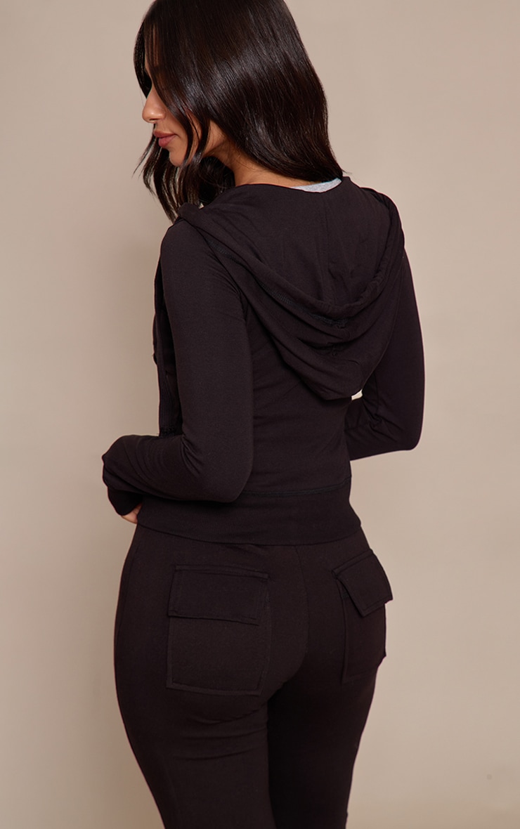 Petite Haut de survêtement ajusté noir à zip image 2