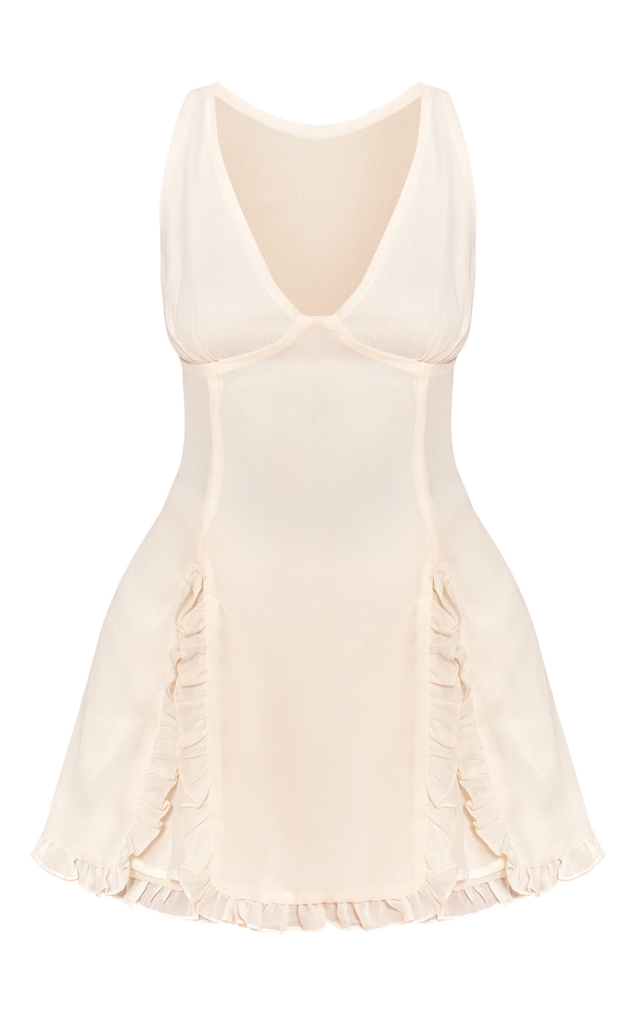 Cream Chiffon Frill Pleated Detail Romper image 5