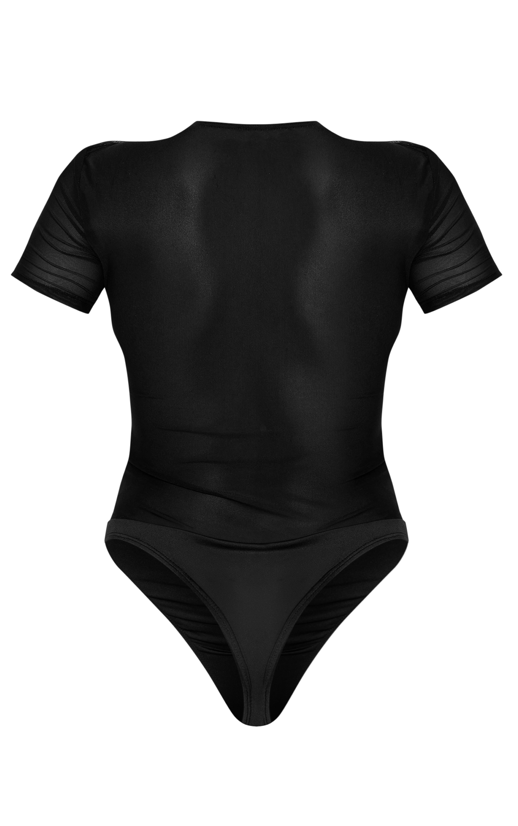 Black Mesh Cut Out Diamante Bodysuit image 2