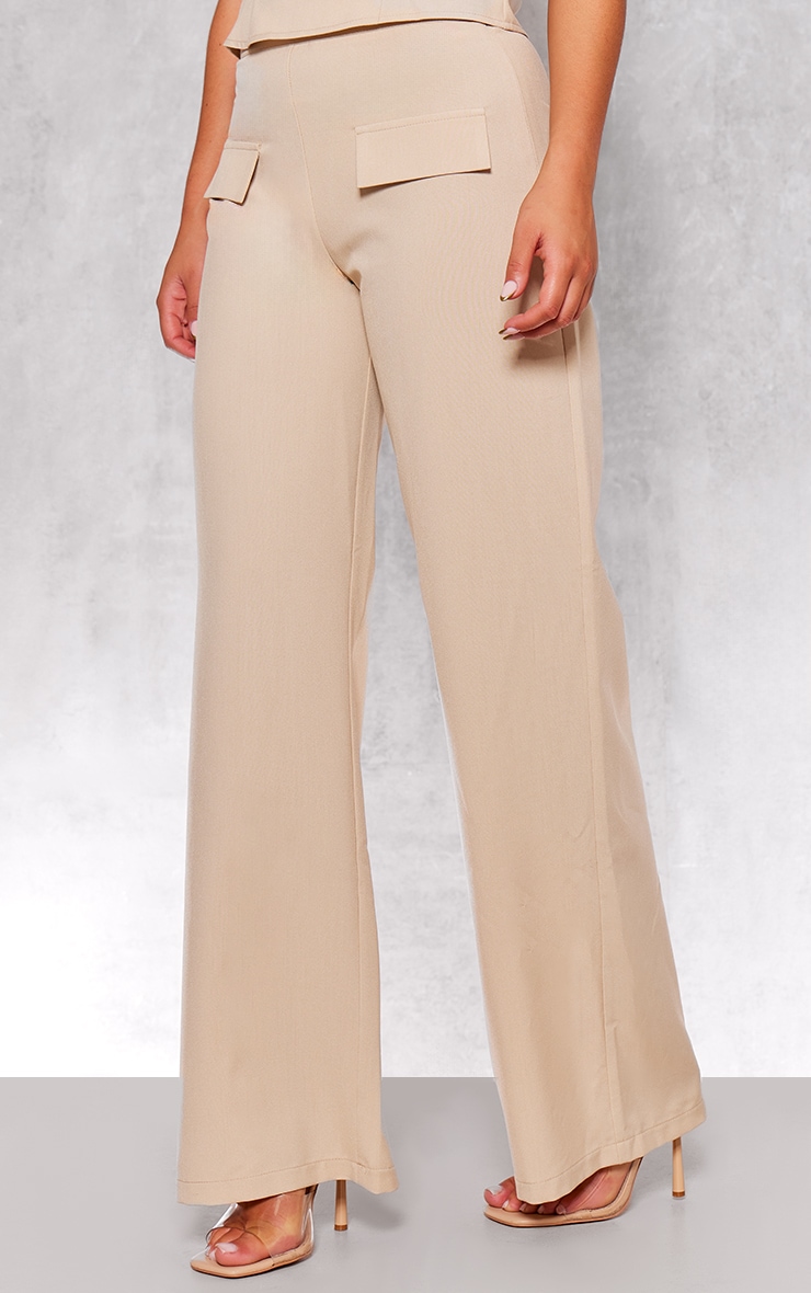 Stone Woven Tailored Wide Leg Pocket Detail Pant image 2