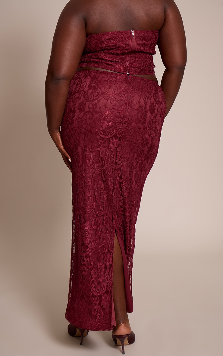Plus Jupe longue en dentelle rouge vin image 3