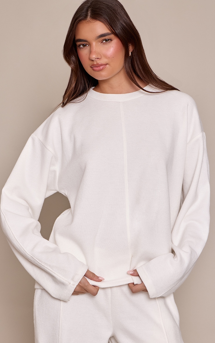 Cream Soft Rib Sweatshirt image 1