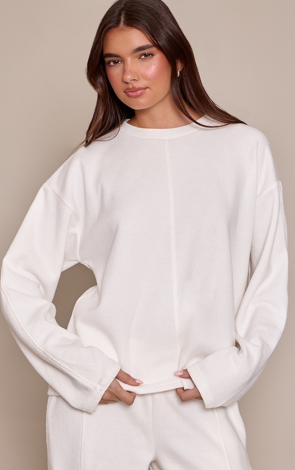 Cream Soft Rib Sweatshirt
