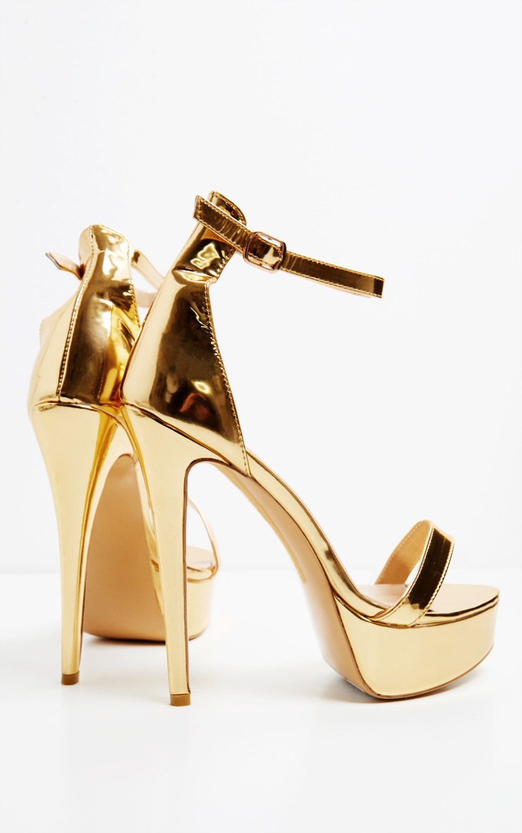 Gold Patent High Platform Heels Shoes PrettyLittleThing