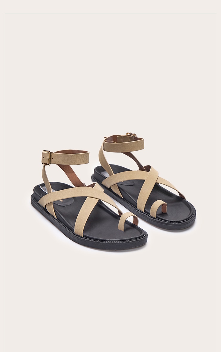 Stone Faux Suede Round Toe Ankle Strap Footbed Sandals image 2