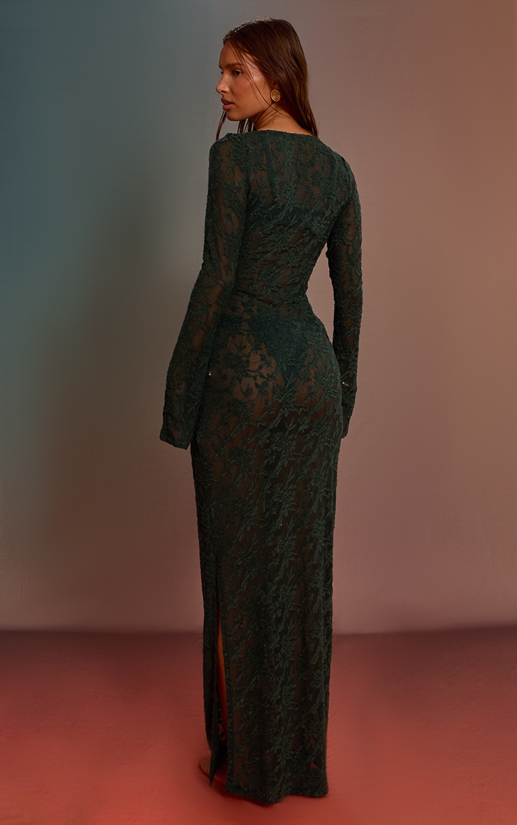 Sea Green Textured Knit Plunge Front Maxi Beach Dress image 2