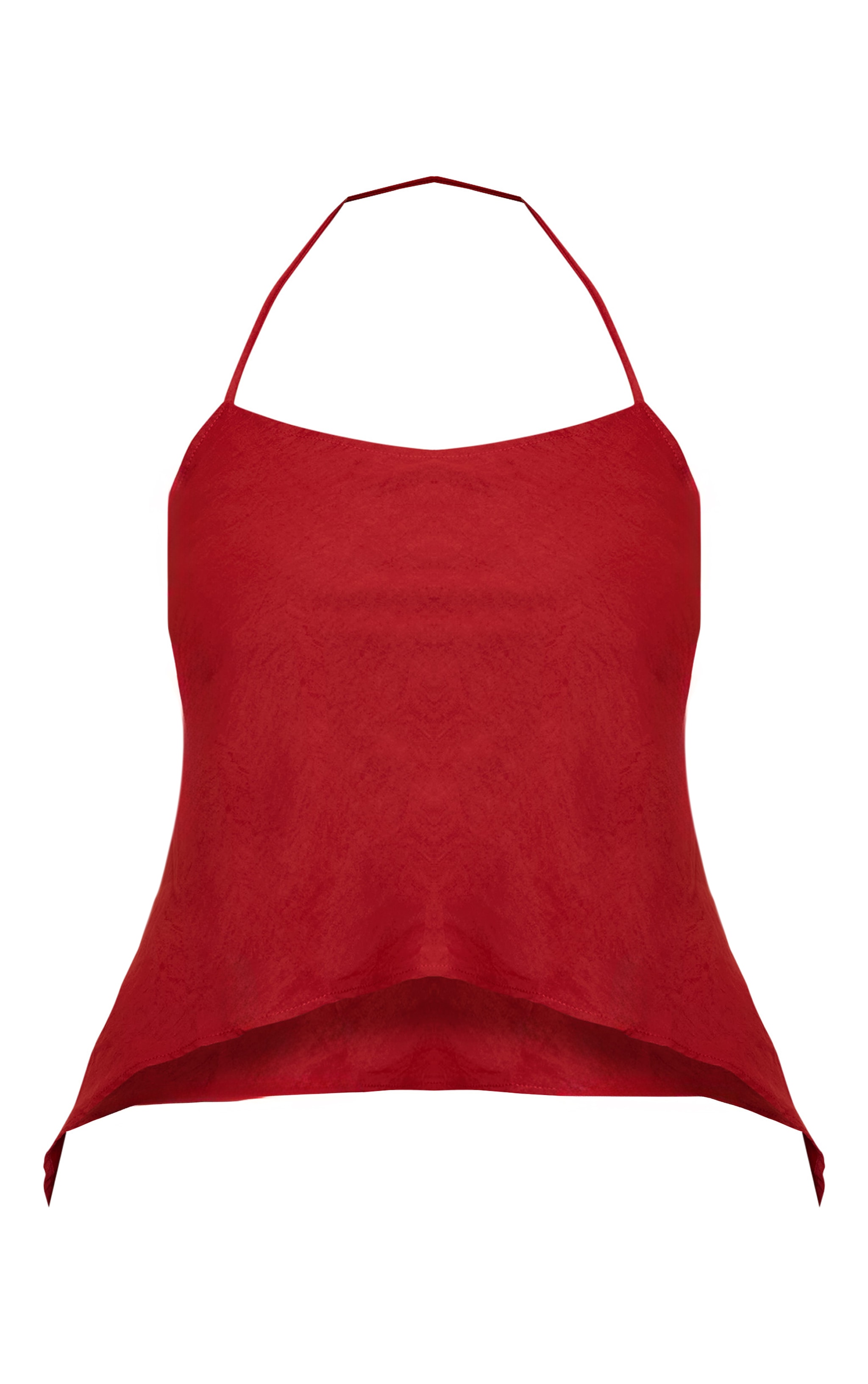 Plus Deep Red Floaty Woven Split Hem Spaghetti Strap Top image 5