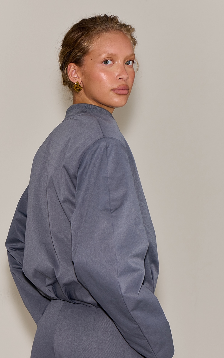 Charcoal Pleated Bomber Jacket image 2
