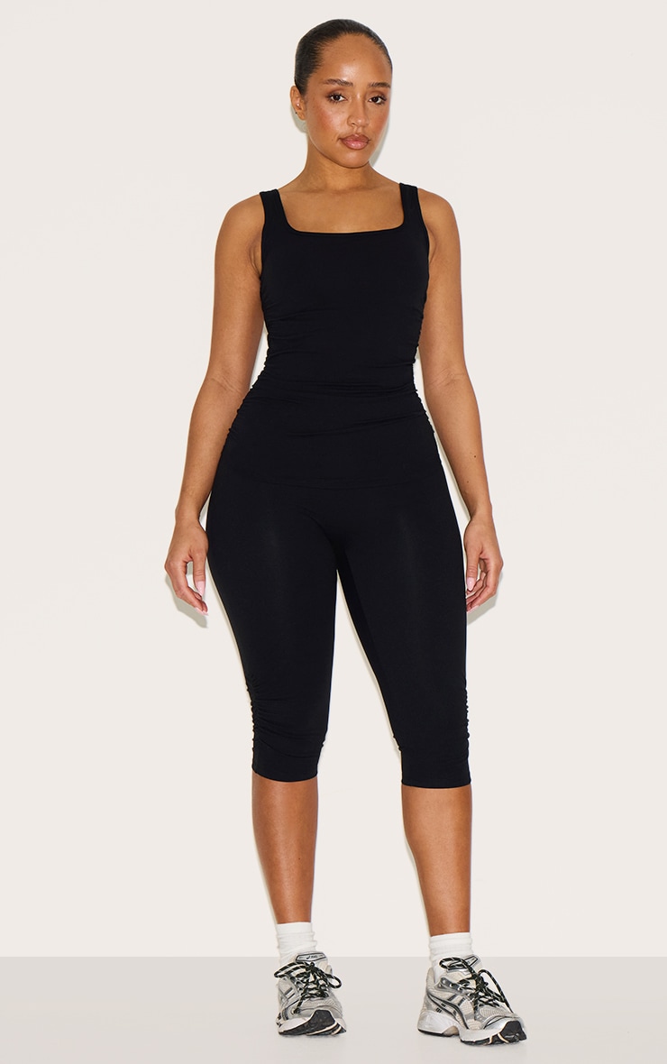 Shape Black Active Ruched Side High Waisted Capri Pants image 2