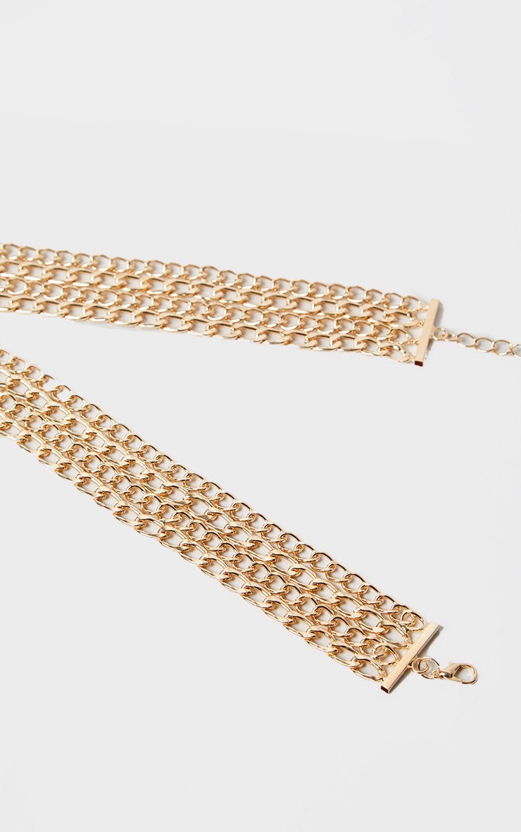 Gold Chunky 4 Row Chain Belt Accessories PrettyLittleThing AUS