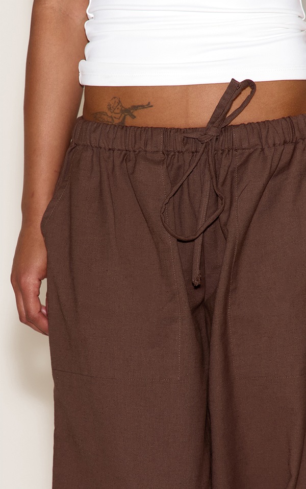 Pull-on Track Pants With Drawstring - Chocolate