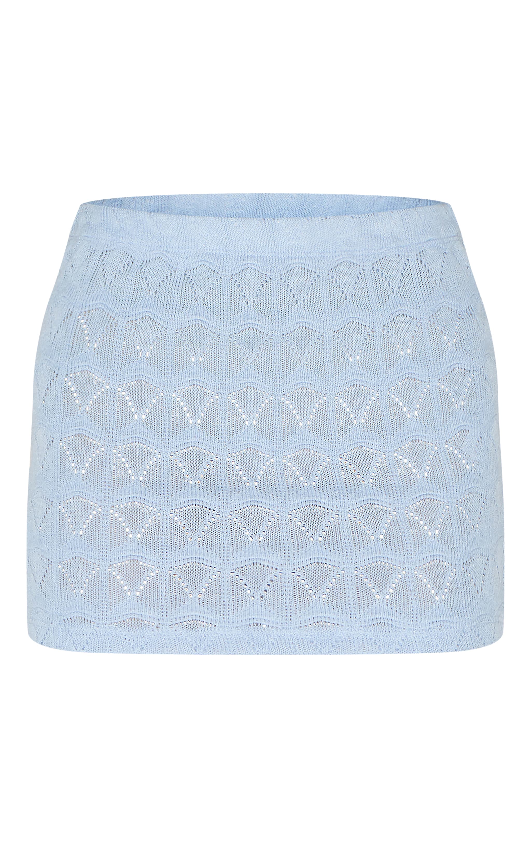 Mini-jupe texturée bleu clair à taille mi-haute image 6