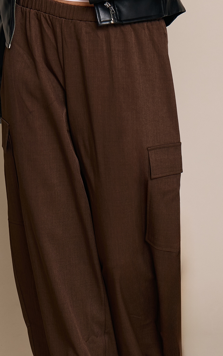 Brown Woven Wide Leg Cargos image 4