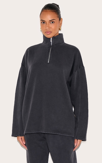 Charcoal Washed Quarter Zip Sweatshirt