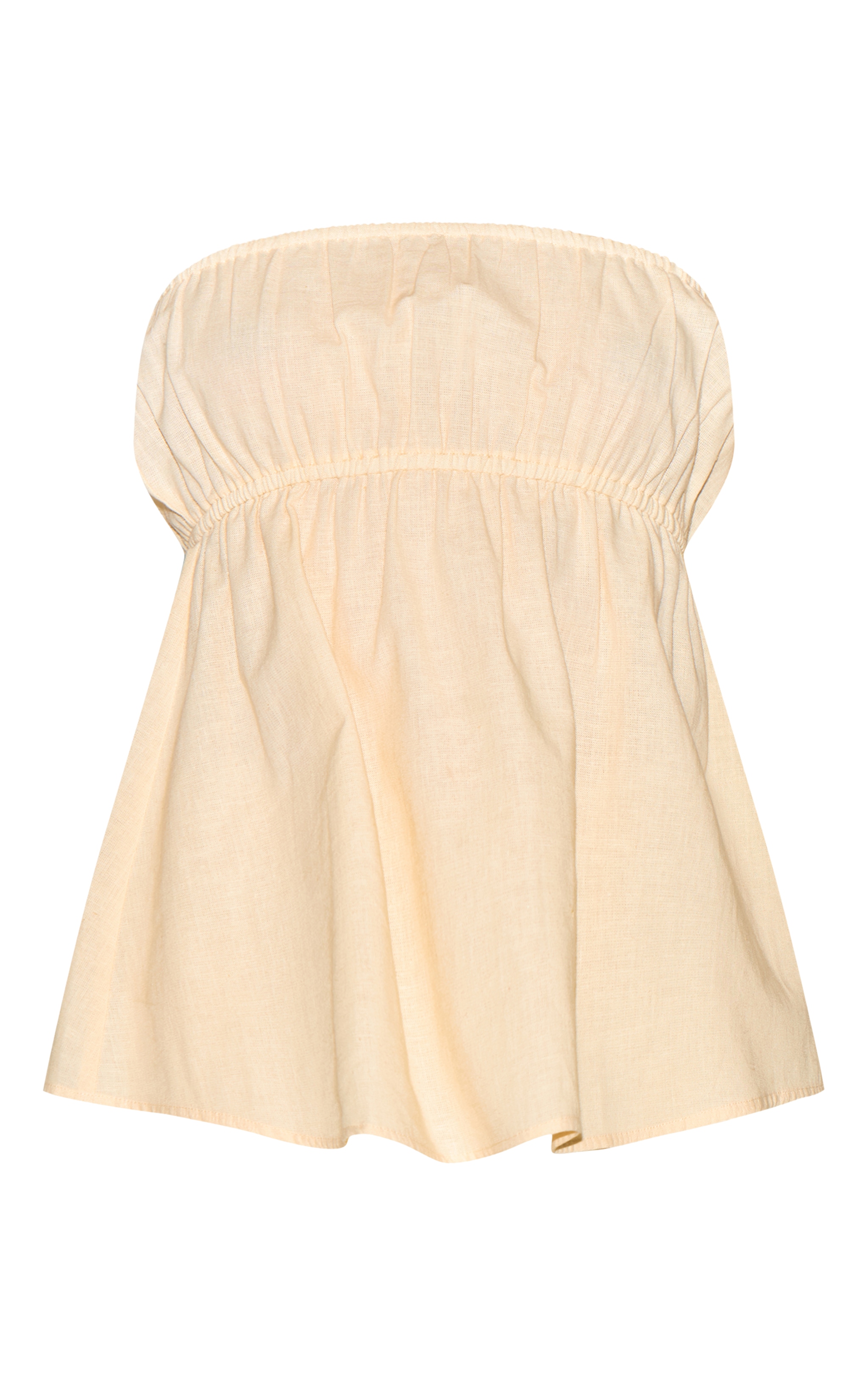 Butter Yellow Linen Look Peplum Bandeau Top image 5