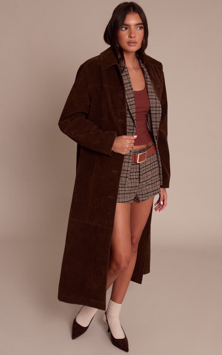 Brown Check Print Mid Rise Hot Pants image 4