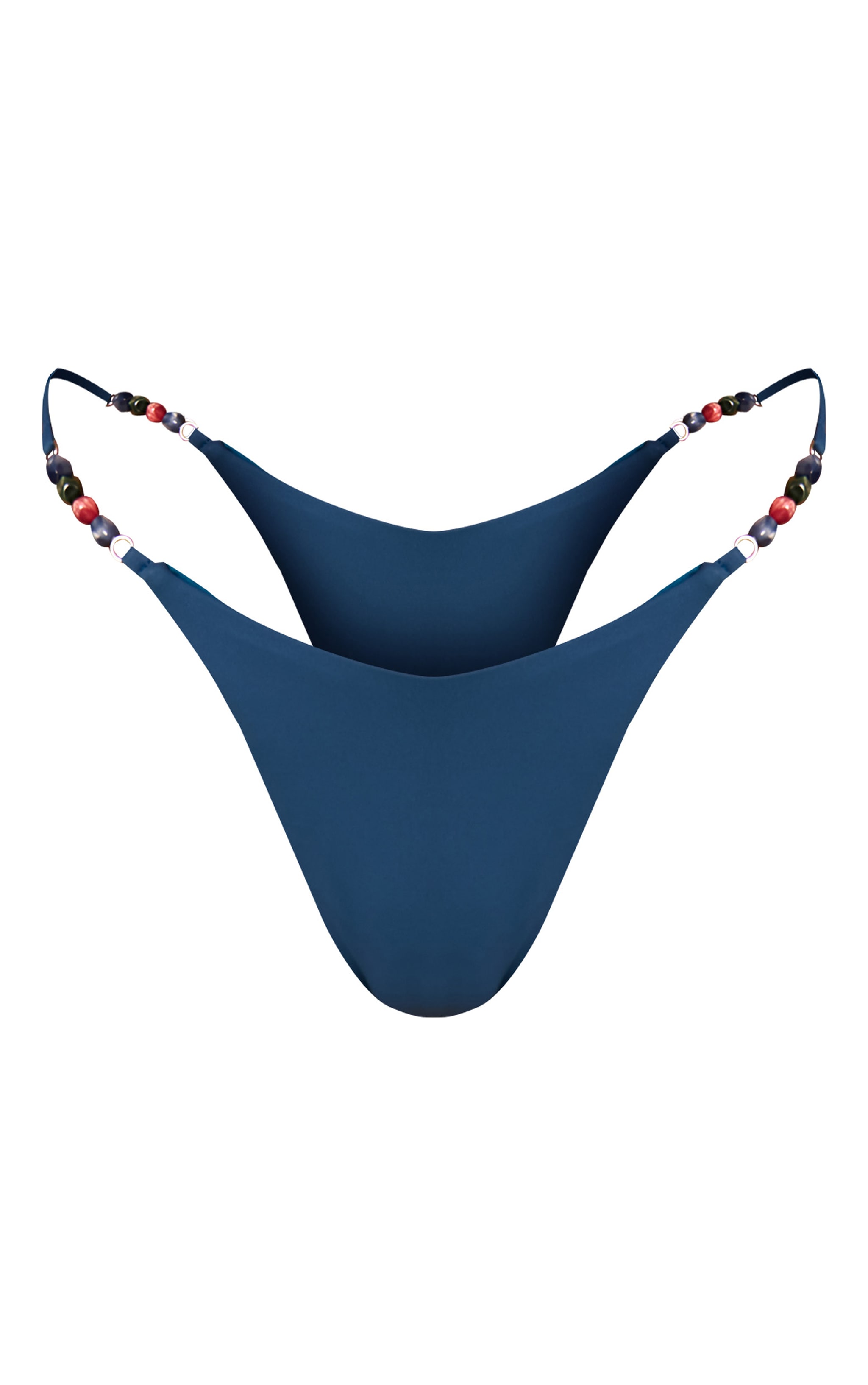 Blue Bead Trim Tie Side Bikini Bottoms image 5