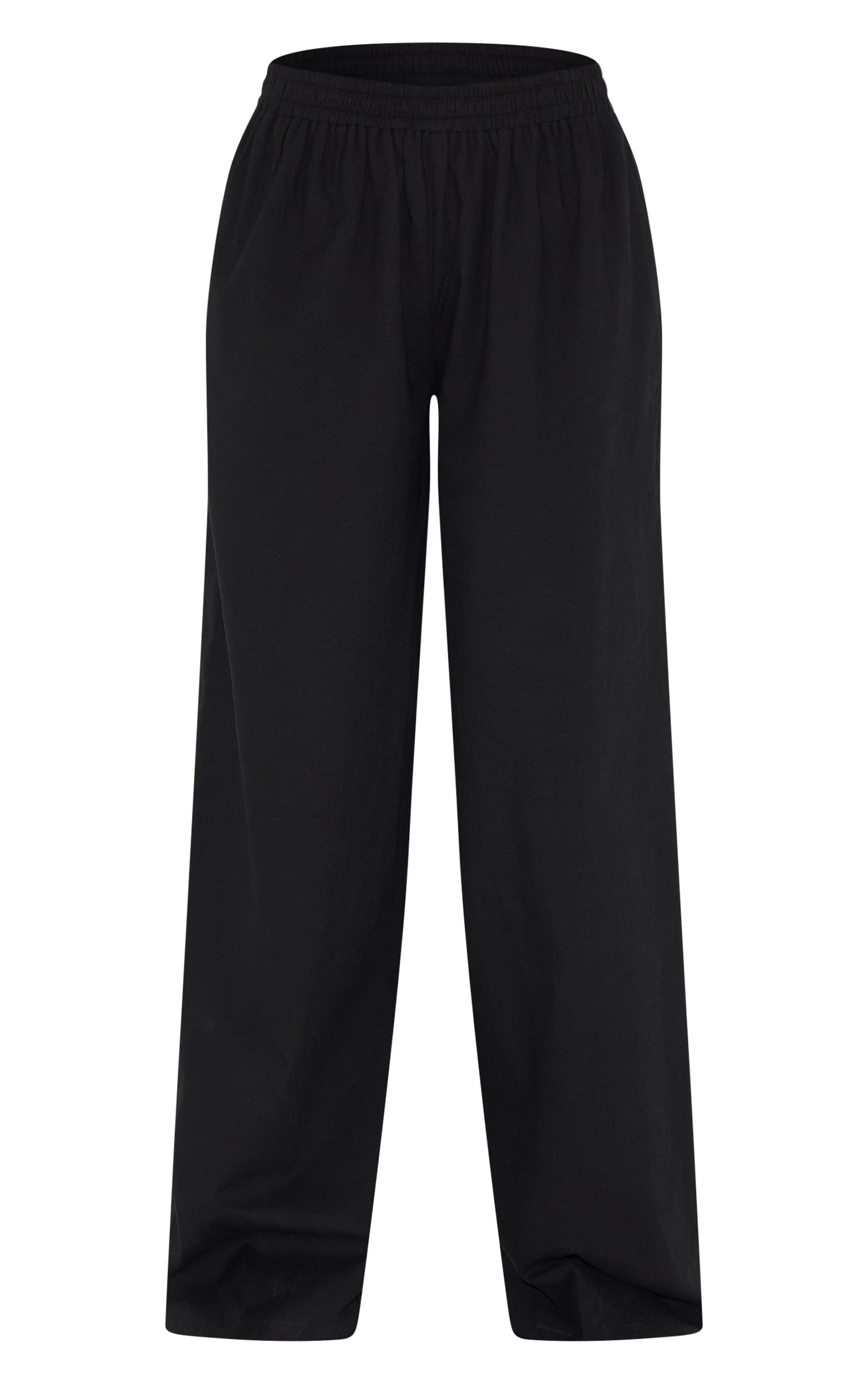 Tall Black Linen Look Floaty Wide Leg Pants image 5