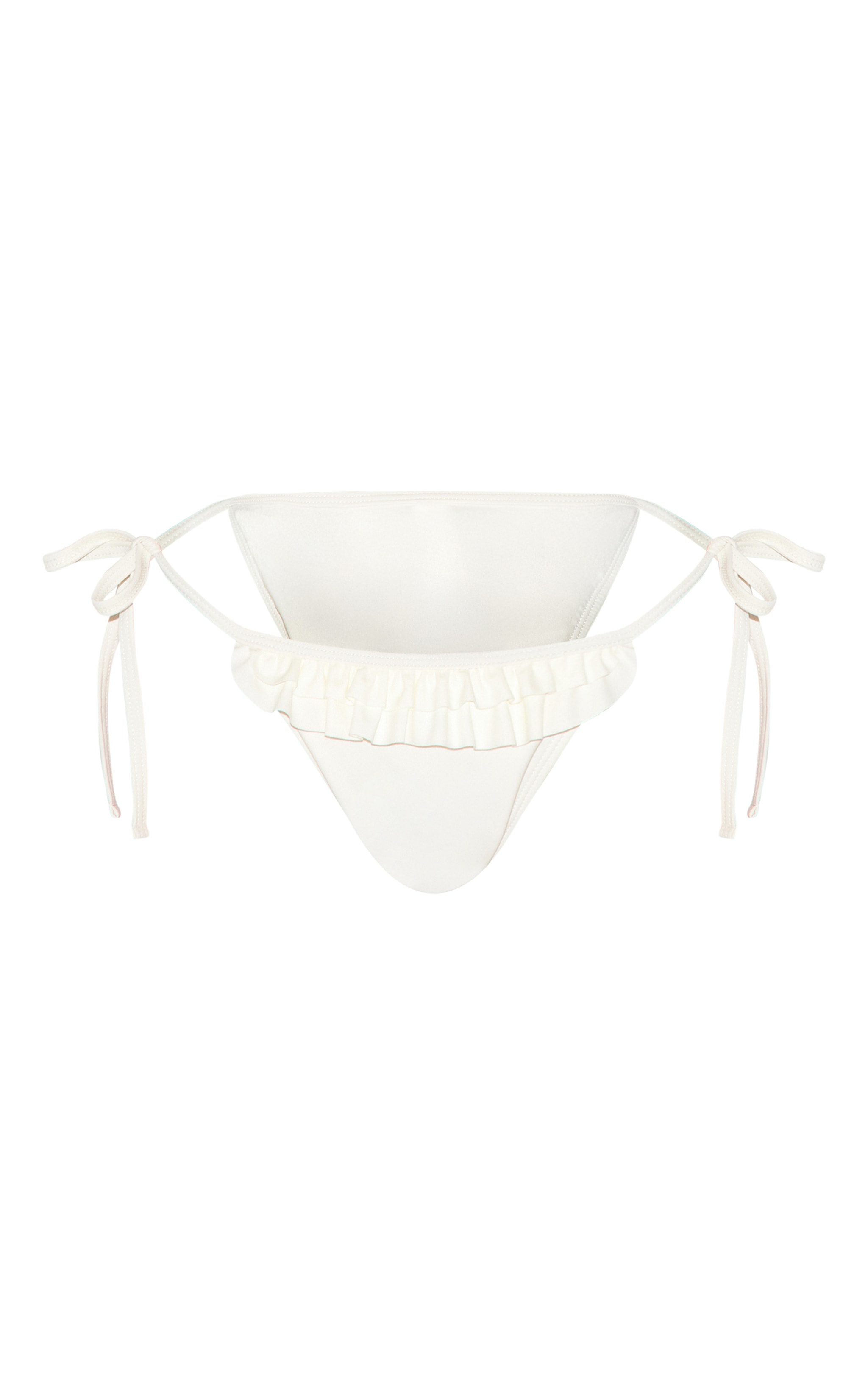 Cream Ruffle Tie Side Bikini Bottoms image 1