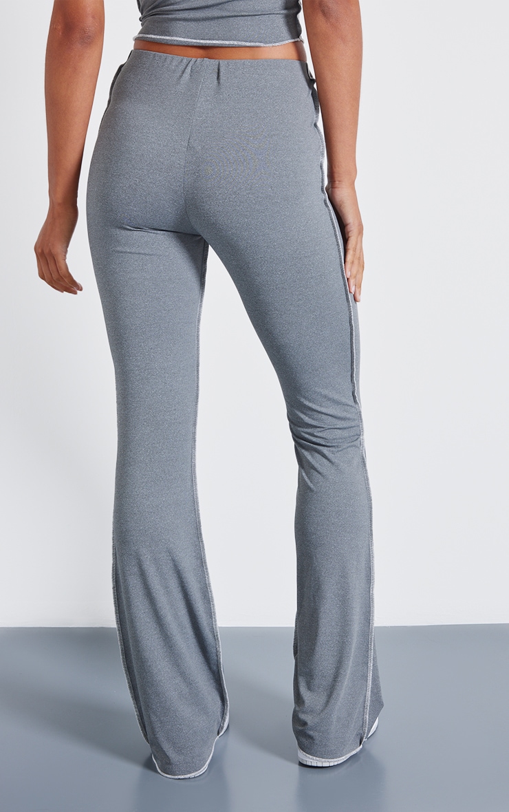 Charcoal Seam Detail Mid Rise Skinny Flared Trousers image 3