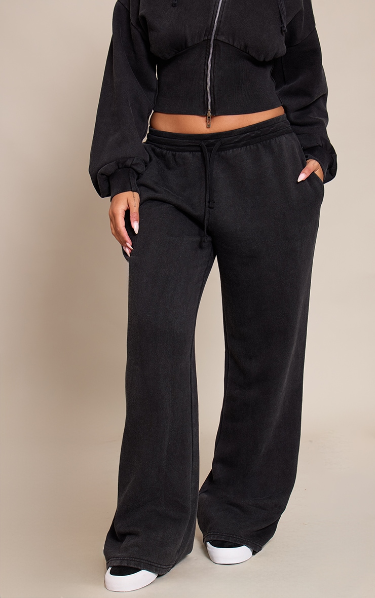 Shape Black Washed Tie Front Straight Leg Sweatpants image 2
