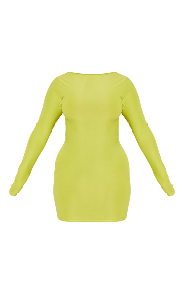 Shape Lime Soft Touch Strappy Back Long Sleeve Mini Dress image 5