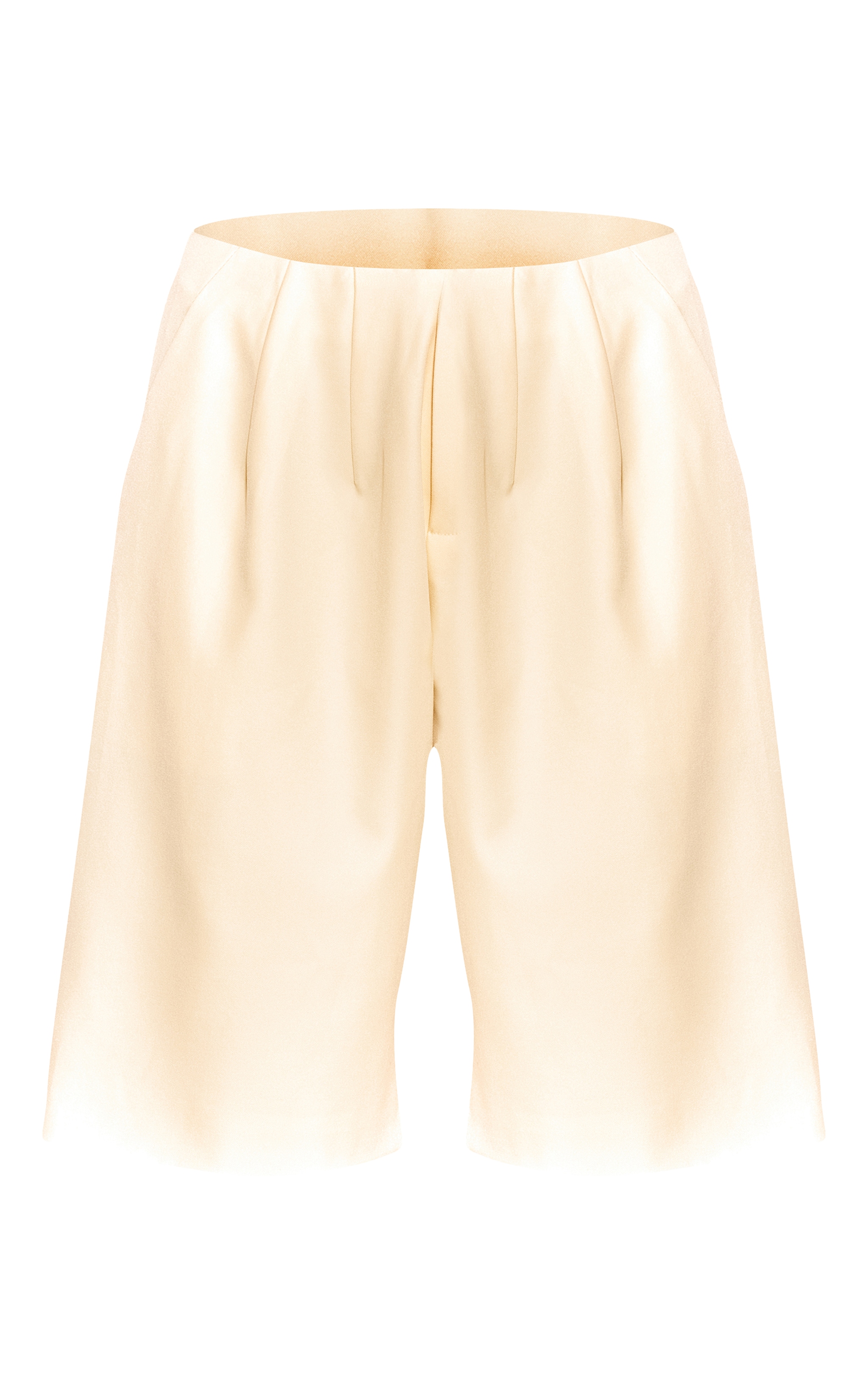  Butter Yellow Tailored Woven Pleated Longline Shorts image 6