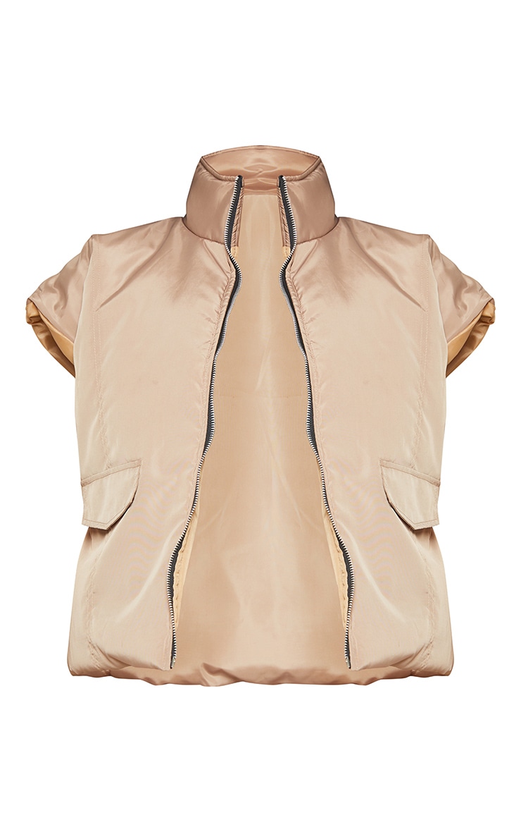 Stone Shell Zip Up Square Shoulder Bomber Vest image 3