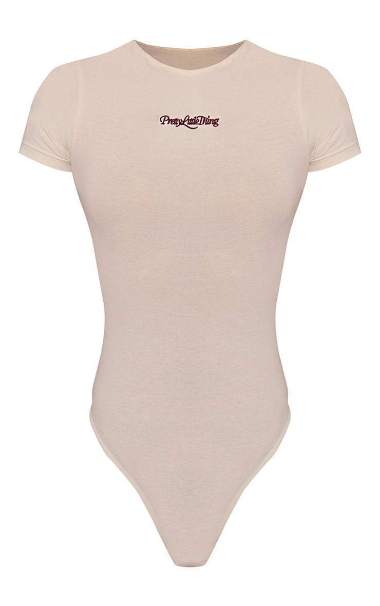 Cream Prettylittlething Short Sleeve Bodysuit image 5