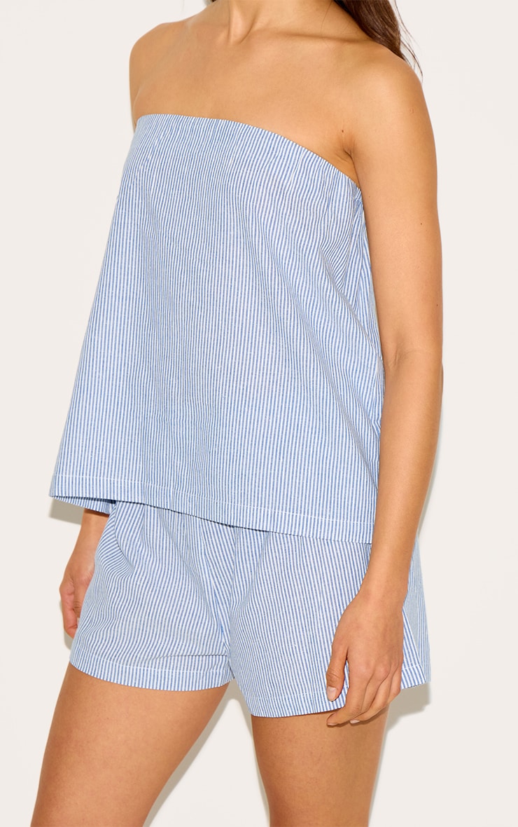 Blue Pinstripe Elasticated Bandeau Top image 4