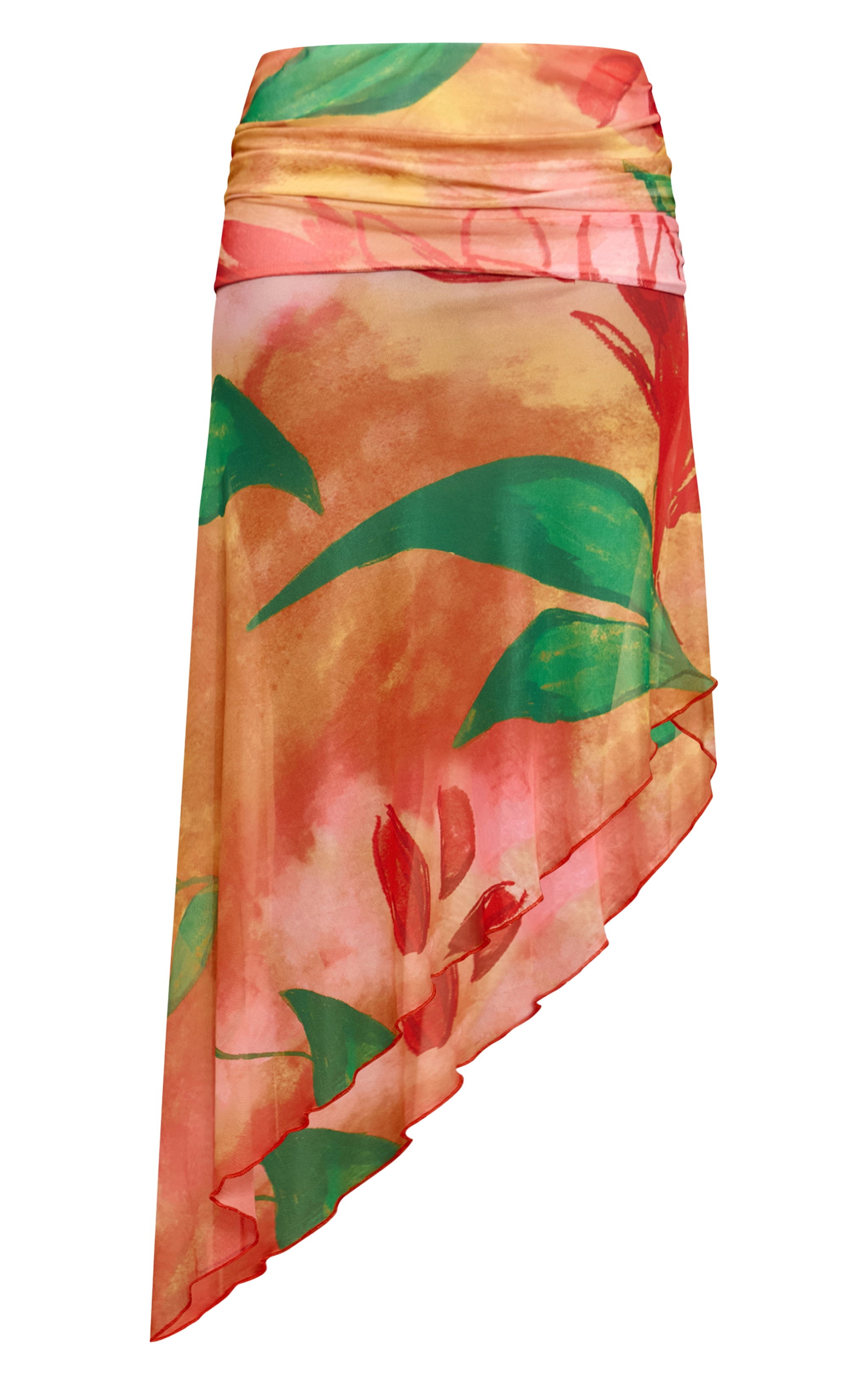Multi Print Mesh Asymmetric Midi Skirt image 5