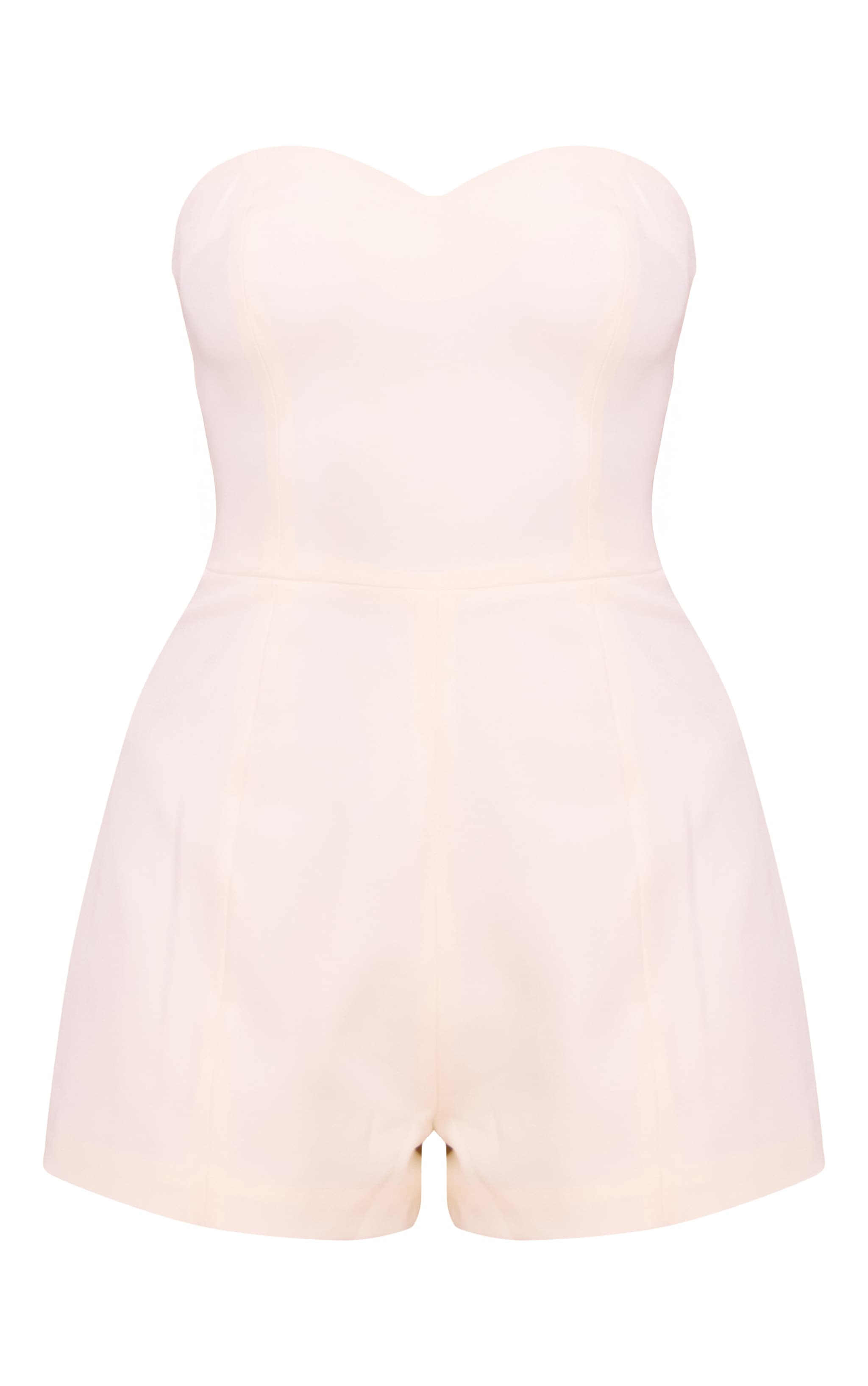 Cream Woven Sweetheart Neck Detail Romper image 5