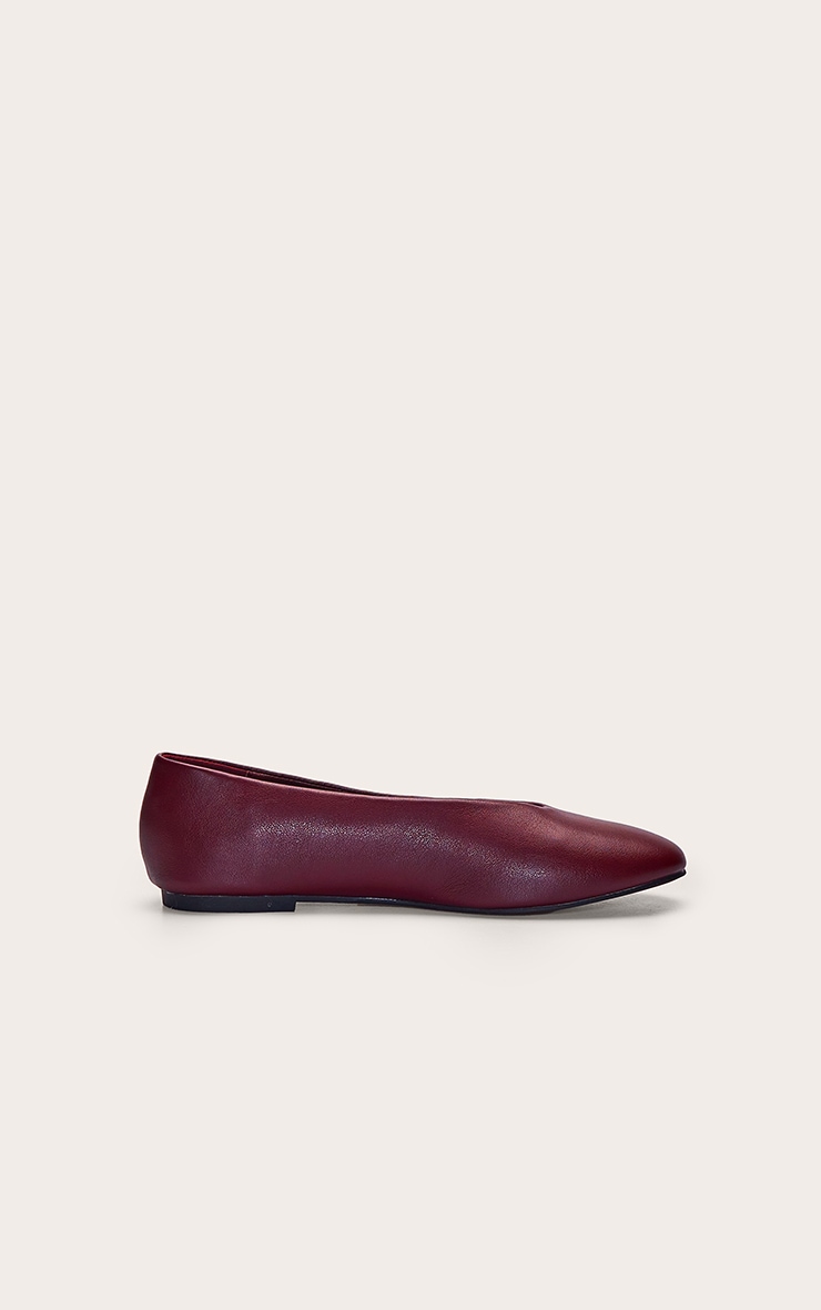 Burgundy Soft Pu Round Toe Ballerina Pump image 2