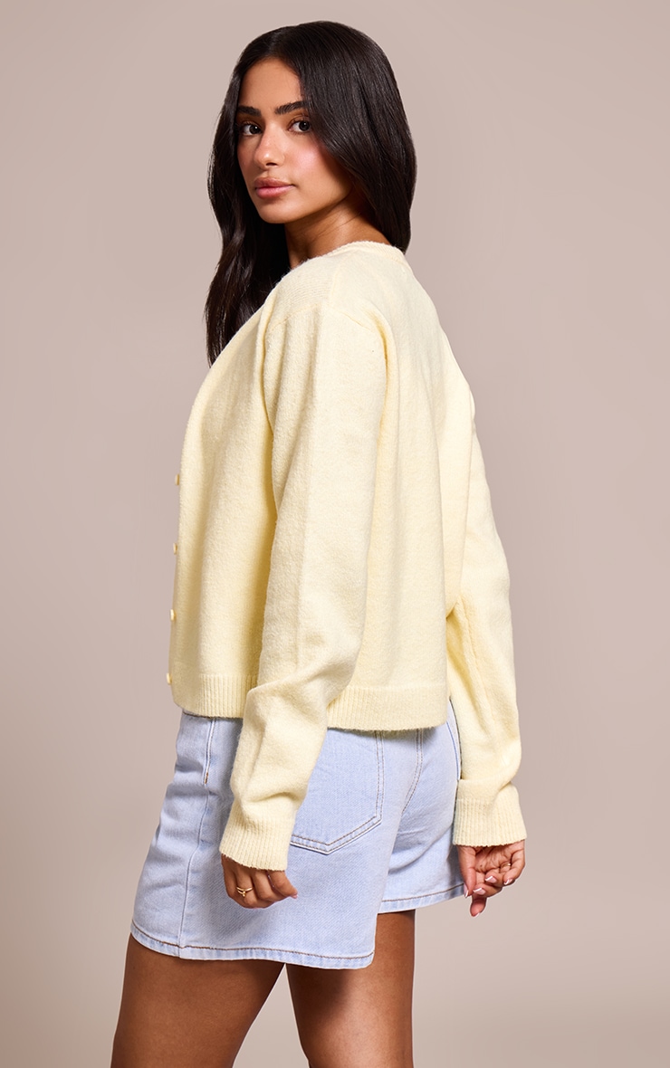 Petite Lemon Knit Button Through Cardigan image 2