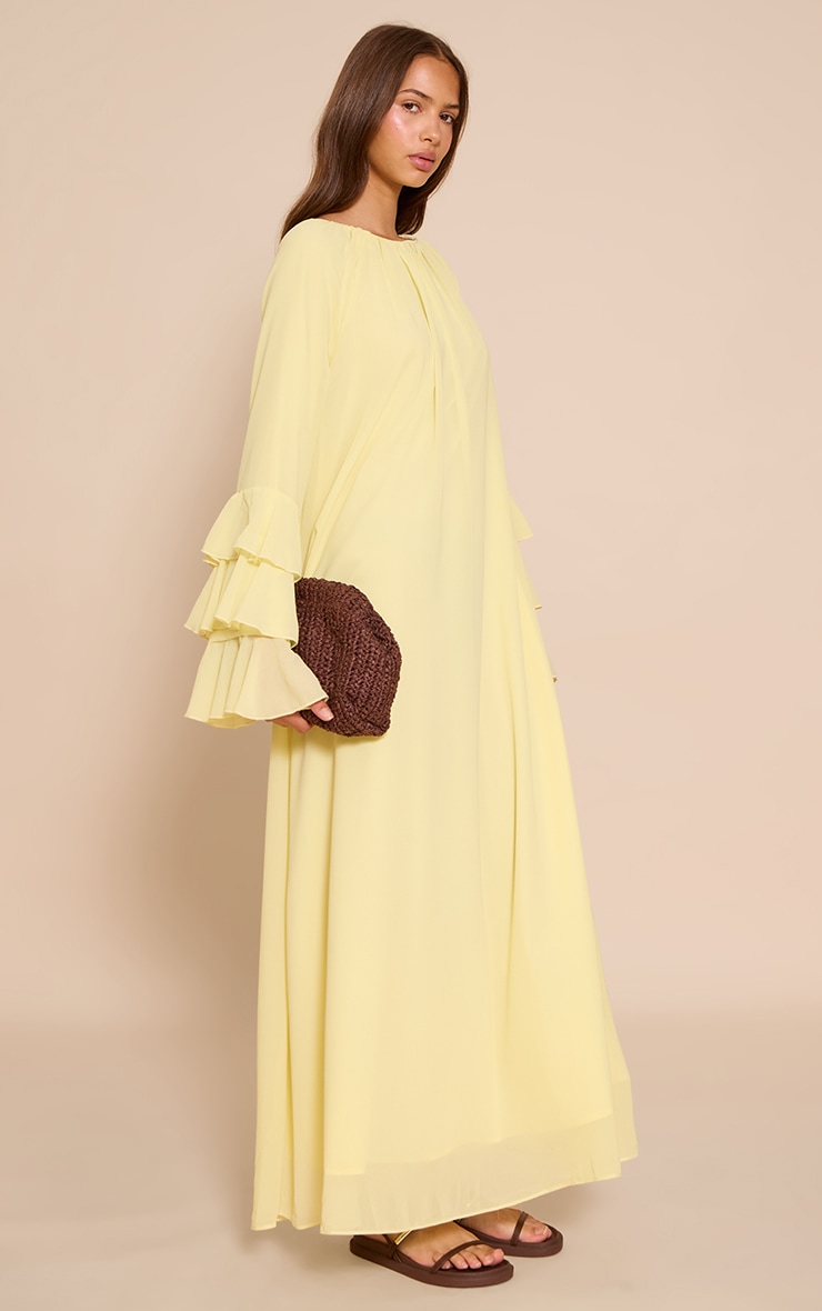 Lemon Chiffon Frill Sleeve Detail Maxi Dress image 3