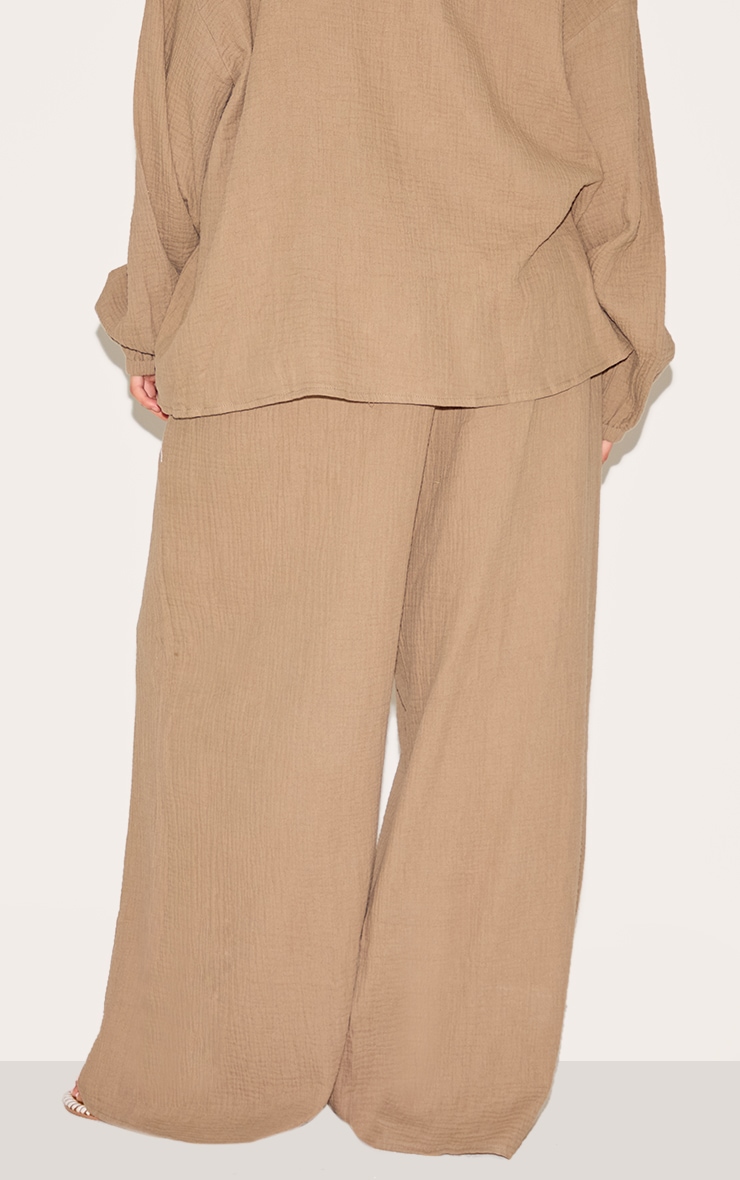 Plus Pantalon large en étamine texturée argile image 3