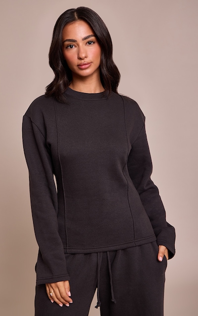 Sweat anthracite Petite à manches longues et taille cintrée
