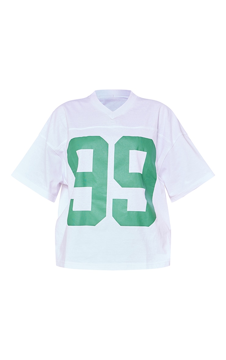 Petite White Oversized '99' Slogan T-shirt image 5