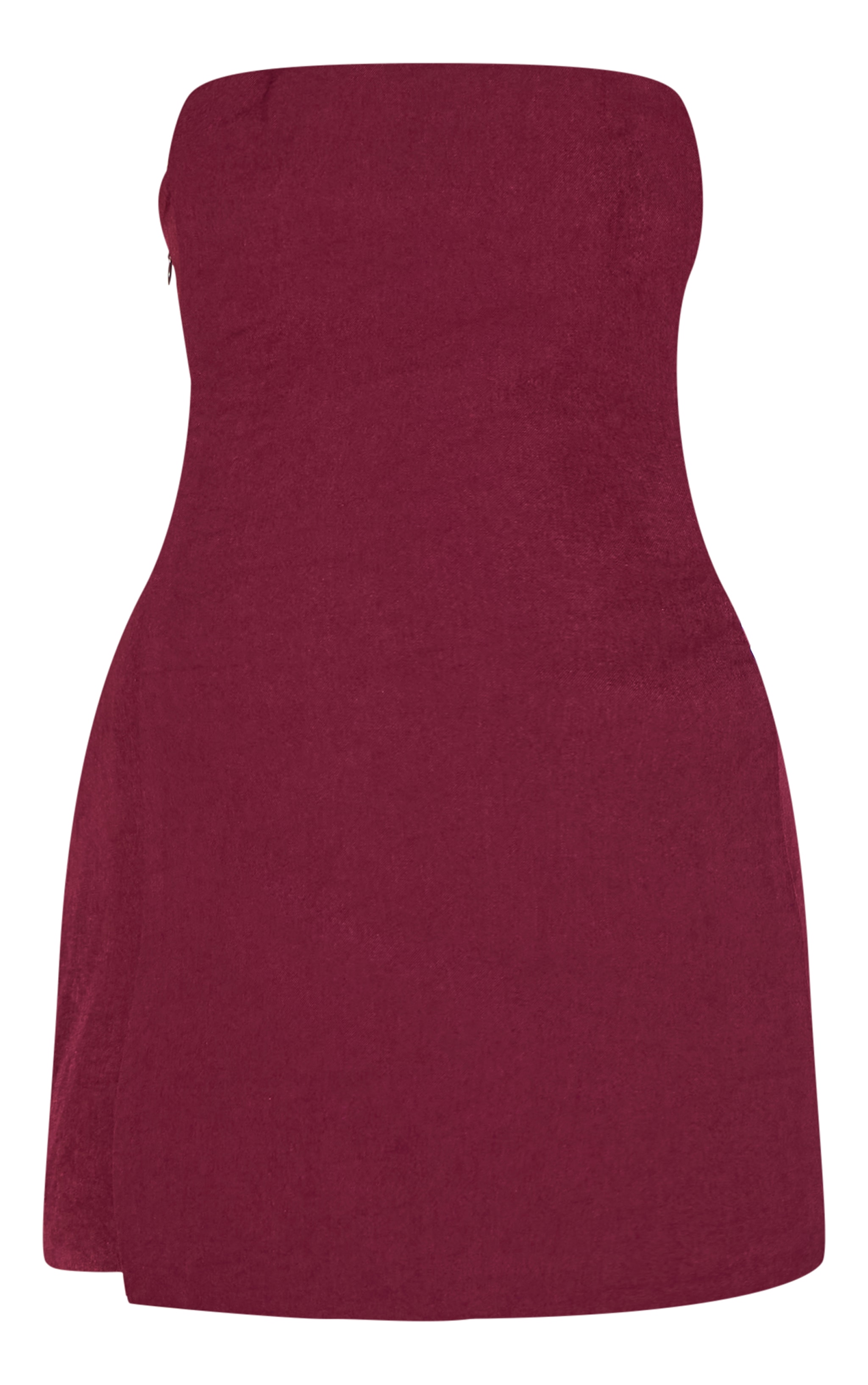 Wine Woven Panel Detail Bandeau Mini Dress image 5