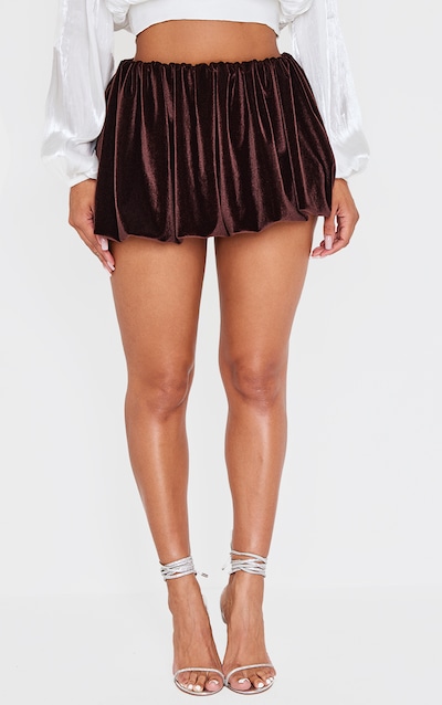 Shape Mini-jupe bouffante en velours chocolat