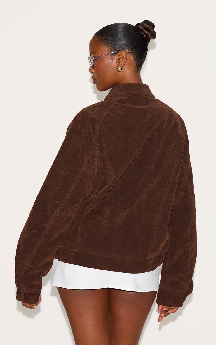 Dark Brown Oversized Faux Suede Jacket image 2