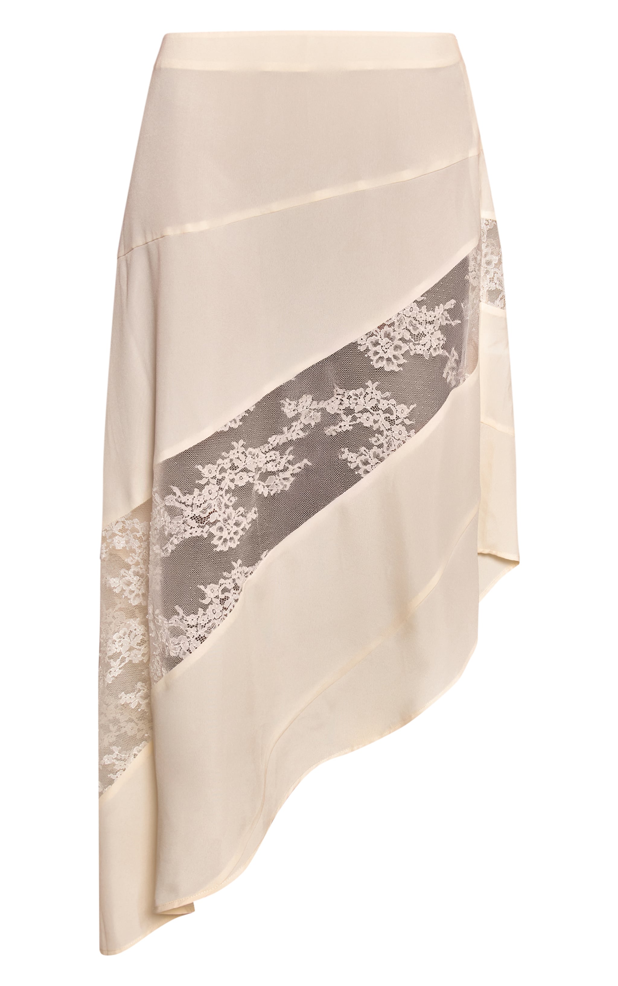 Butter Yellow Contrast Lace Asymmetric Midi Skirt image 5